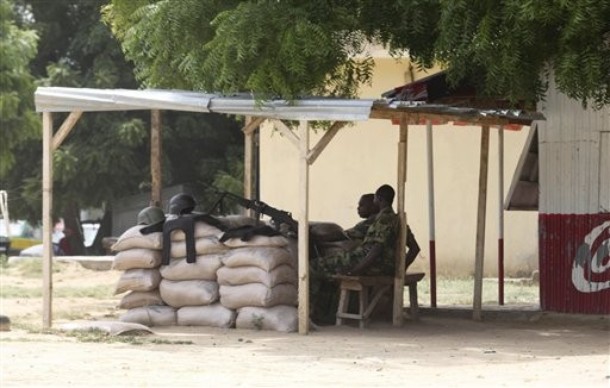 JSTF troops man a machine gun nest in Maiduguri, NE Nigeria