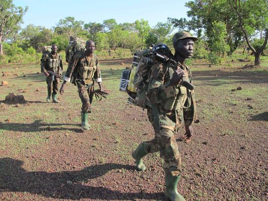 UPDF tracker squad trekking through the jungles of the Central African Republic