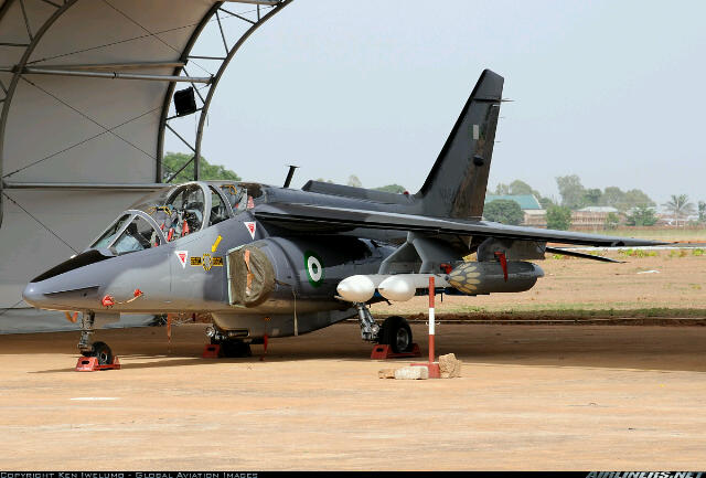 An upgraded Nigerian Air Force Alpha Jet, NAF 465